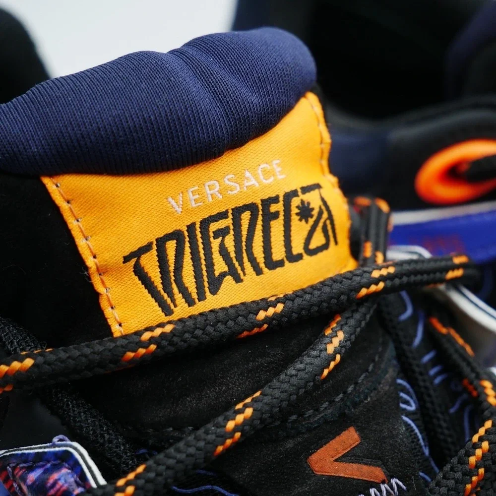Versace Trigreca Sneakers Mens Nero Bright Orange Blue DSU8094 Size‎ 41 8